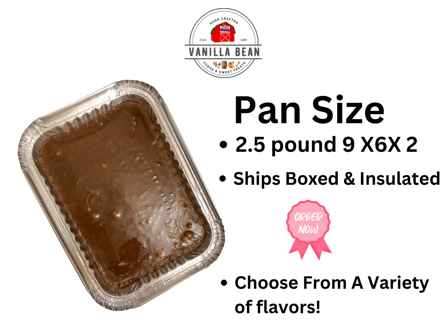 Chocolate Fudge party pan in 1 1/2 pound, 2 1/2pound, 3 1/2 pound   ~ Decadent Rich chocolate candy for events, weddings, showers, holiday party candy