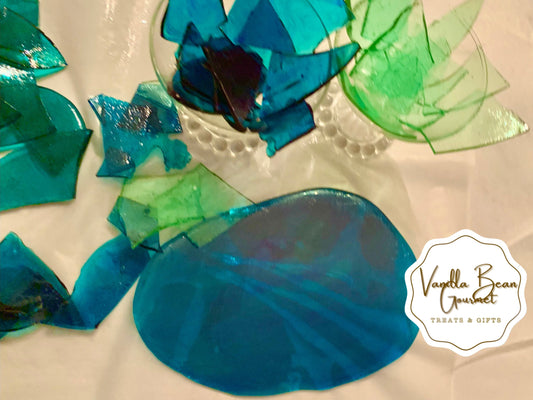 Edible Sea Glass Hard Candy Old fashioned Tack Candy ocean blue & green cake decorations, beautiful party favors, idea for wedding cake